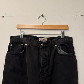 STUSSY WASHED CANVAS BLACK 8 BALL BIG OL' JEANS