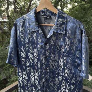 1990s Y2K Metallic Flame Shirt
