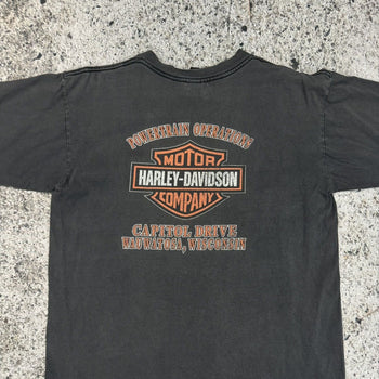 2000s HARLEY DAVIDSON FADED THRASHED FLAME LOGO TEE