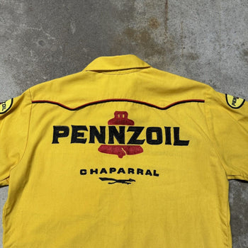 1950s 1960s PENNZOIL CHAPARRAL CHAIN STITCH BOWLING GARAGE SHIRT