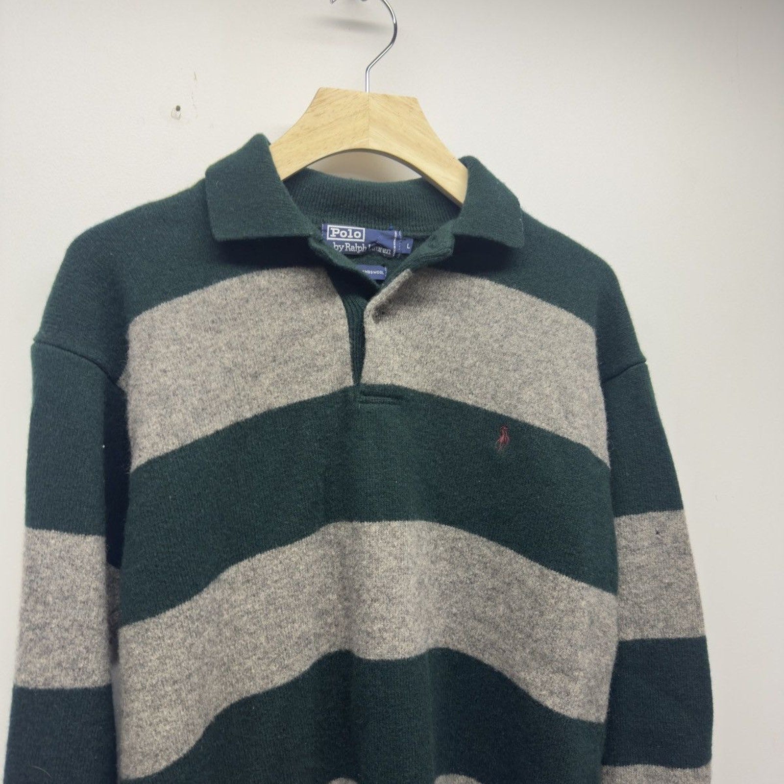 Vintage 2000s Polo Ralph Lauren Striped Lambswool Sweater