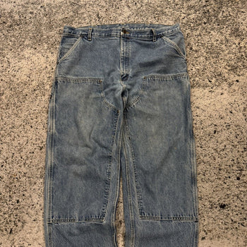 Pantalones vaqueros Carhartt de doble rodilla de la década de 1990, desgastados y desgastados