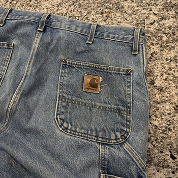 Pantalones vaqueros Carhartt de doble rodilla de la década de 1990, desgastados y desgastados