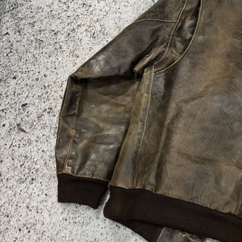 1980S/1990S BURNT THRASHED FADED OVERSIZED LEATHER JACKET