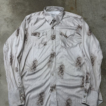 1970s HBARC GABARDINE SILKY WESTERN PEARL SNAP SHIRT