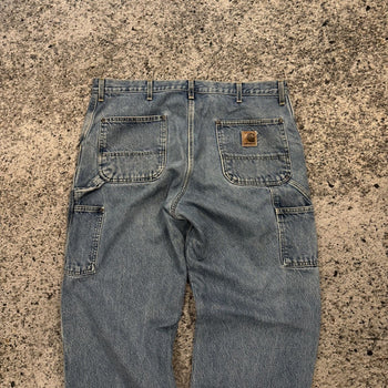 Pantalones vaqueros Carhartt de doble rodilla de la década de 1990, desgastados y desgastados