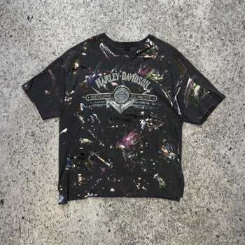 1990s Harley Davidson Thrashed Paint Splattered Tee