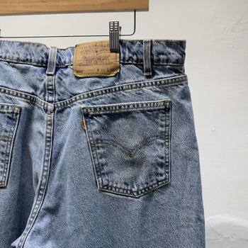 Vintage 1990s Levi's 550 Orange Tab Denim Shorts Grunge Faded