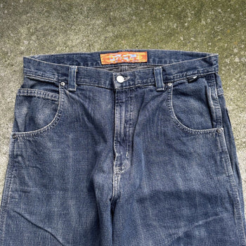 1990S Y2K FRACTAL BAGGY DENIM CARPENTER FADED SKATER JEANS