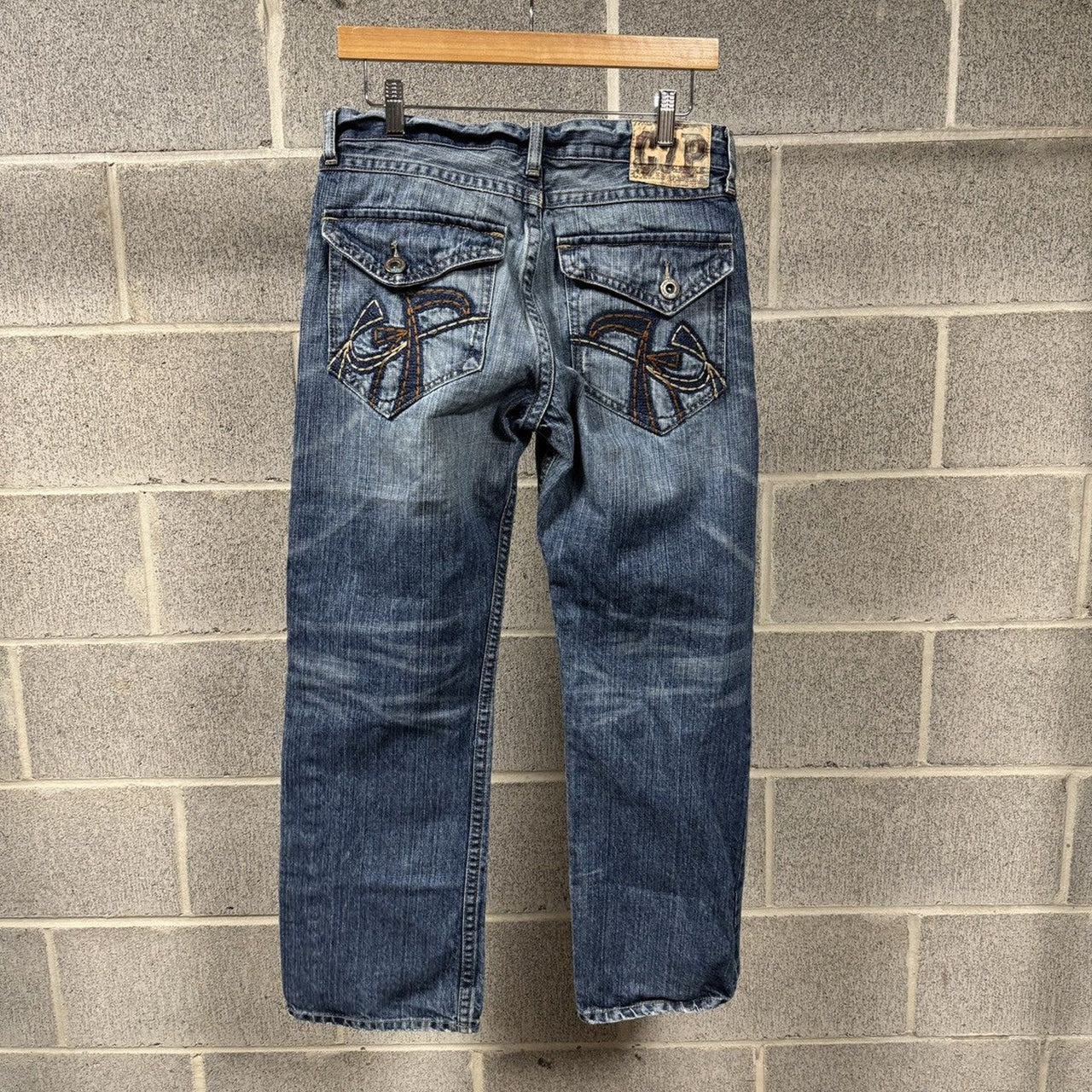 2000s Y2K Baggy Embroidered Faded Jeans