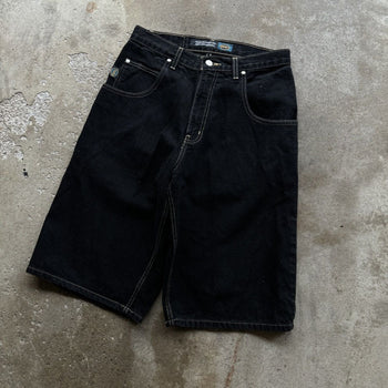 1990S/2000S Y2K BAGGY BLACK DENIM SKATER JEAN SHORTS JORTS