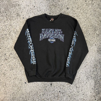 Sudadera con el logotipo de un rayo descolorido de Harley-Davidson de los años 2000
