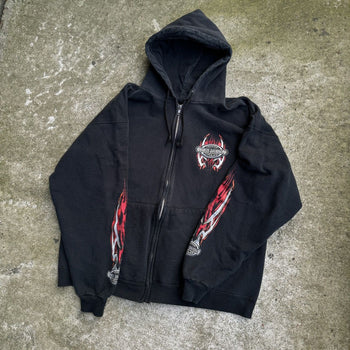 2000S HARLEY DAVIDSON METAL FLAME LOGO ZIP UP HOODIE OZARK