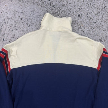 1980s Cotton Acrylic Striped Zip Up Track Jacket