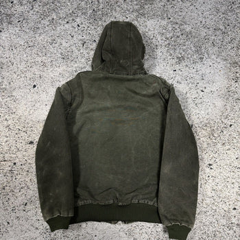 2000s CARHARTT FADED THRASHED GREEN HOODED WORK JACKET