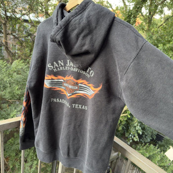 2000s Harley Davidson Faded Flame Lightning Zip Up Hoodie