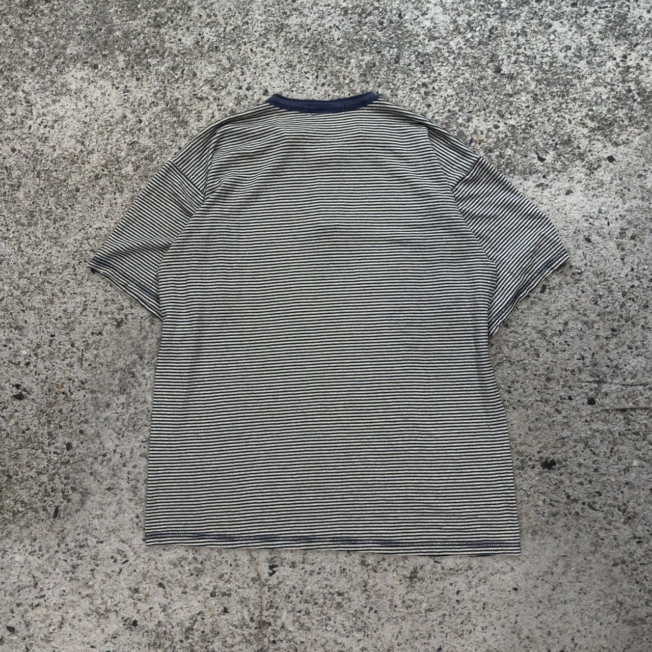 2000s Oversized Striped Short Sleeve Henley Shirt