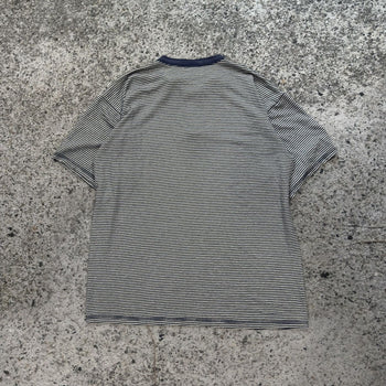 2000s Oversized Striped Short Sleeve Henley Shirt