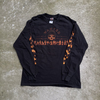 2000s HARLEY DAVIDSON SKULL LOGO FLAME LONGSLEEVE TEE