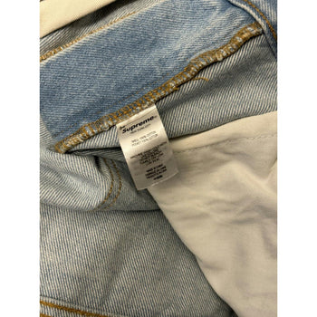 Vaqueros utilitarios Supreme SS22 de mezclilla con doble rodilla y lavado claro