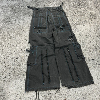 1990s 2000s Y2K TRIPP NYC THRASHED FADED BONDAGE RAVER PANTS