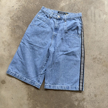 2000S Y2K IOU BAGGY TRACK DENIM SKATER JEAN SHORTS JORTS