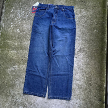 2000S Y2K LOCO BAGGY WIDE LEG BLUE SKATER DENIM JEANS