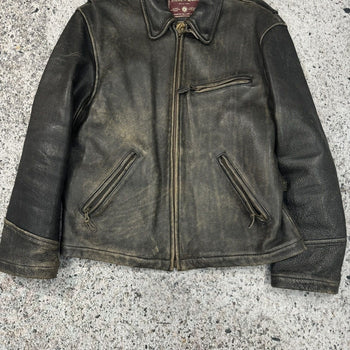 1990s BLACK FADED AGED LEATHER JACKET