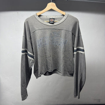 2000s Harley Davidson Faded Distressed Cropped Longsleeve Tee