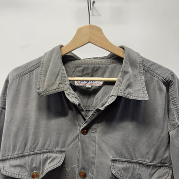 Vintage 1990s Faded Grey Cotton Twill Utility Parka Jacket