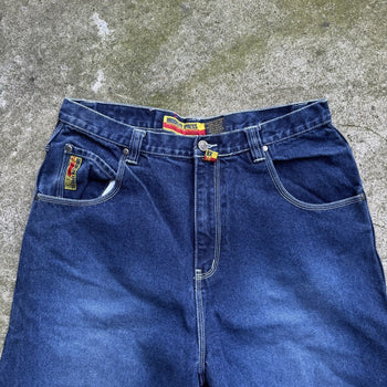 2000S Y2K BROOKLYN EXPRESS FADED DENIM JEAN SHORTS JORTS