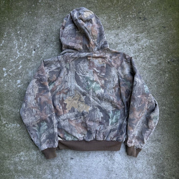 1990S WALLS THRASHED THERMAL LINED CAMO HOODED ZIP UP