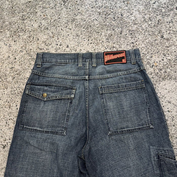 Pantalones cortos vaqueros estilo skater con bolsillos cargo de Kikwear, años 2000, Y2K