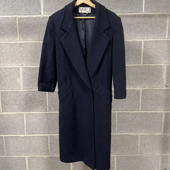 1960s Billi Navy Blue Wool Overcoat Peacoat Jacket