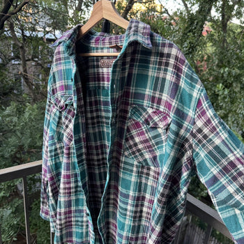 1990s Faded Plaid Flannel Shirt