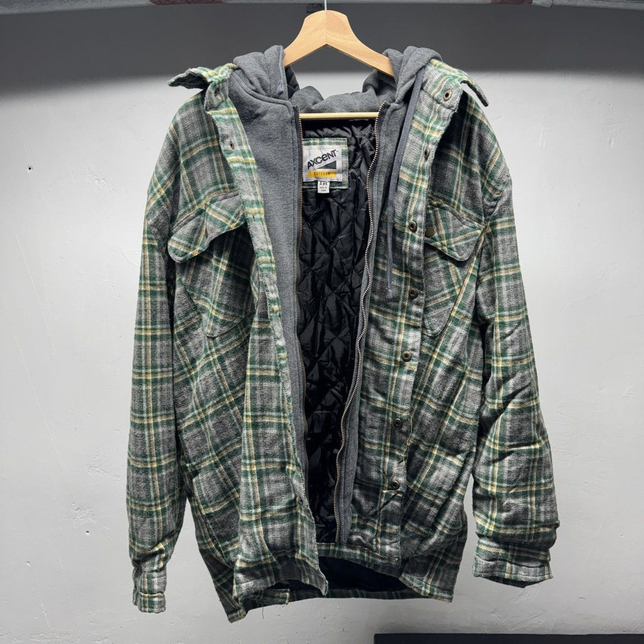 2000s Faded Hooded Flannel Zip Up Jacket