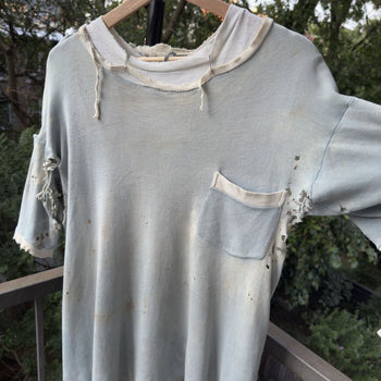 1940s Thrashed Faded Distressed Safety Pin Double Pocket Tee