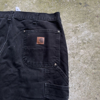 2000S CARHARTT THRASHED FADED BLACK DOUBLE KNEE PANTS