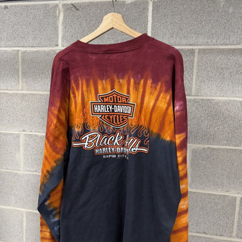 2000s Harley Davidson Tie Dye Flame Longsleeve Tee