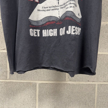 1990s Faded Crack A Bible Get High On Jesus Tee