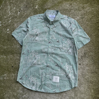 THOM BROWN GREEN COTTON POPLIN TOILE SHIRT