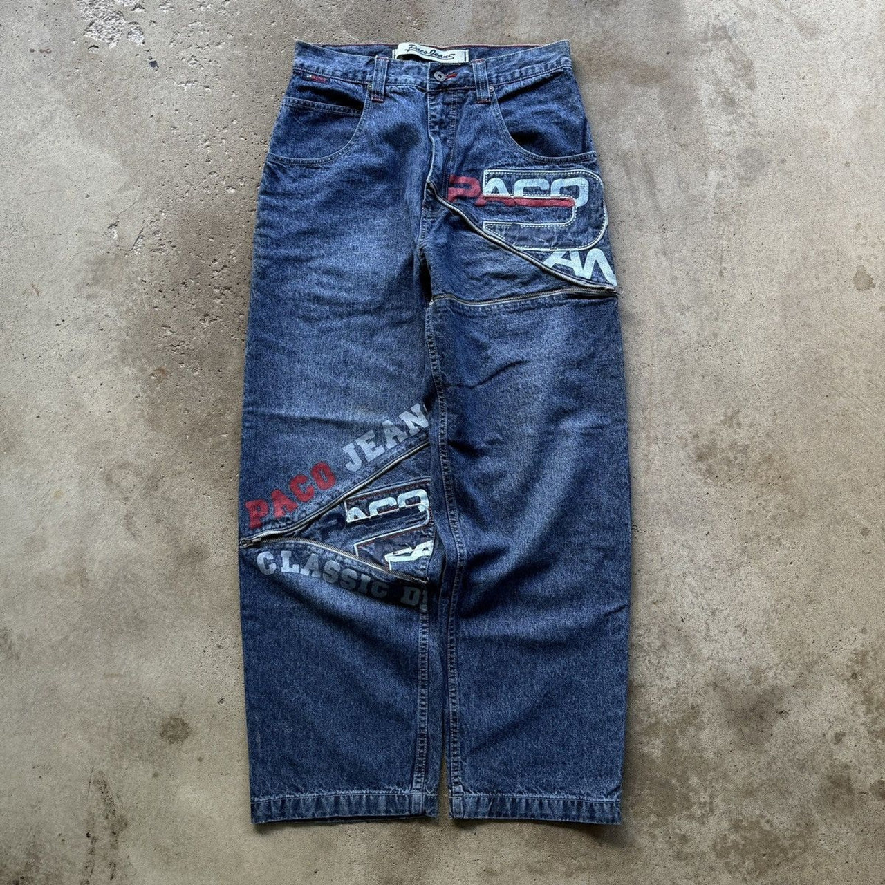 1990S/2000S Y2K PACO JEANS BAGGY ZIPPER DENIM SKATER JEANS