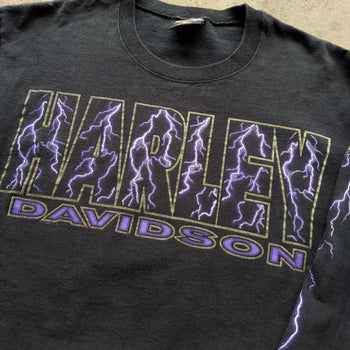 1990s HARLEY DAVIDSON LIGHTNING LOGO LONGSLEEVE TEE