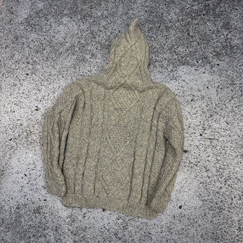 Sudadera con capucha y cremallera de punto trenzado de lana de los años 90