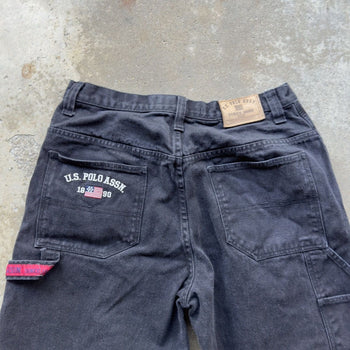 2000S US POLO ASSN BAGGY DENIM BLACK JEAN SHORTS JORTS