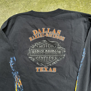 2000S HARLEY DAVIDSON EAGLE FLAME LONGSLEEVE TEE TEXAS