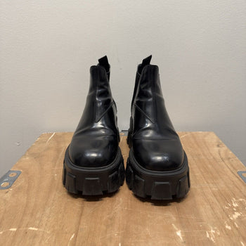 Prada Monolith Brushed Leather Lug Platform Chelsea Boots