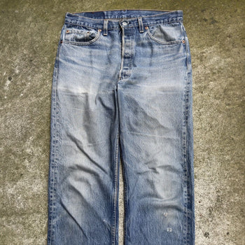 1990s LEVI'S 501XX MADE IN USA FADED THRASHED DENIM JEANS