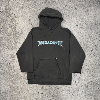 2000s MEGADETH THRASHED FADED METAL BAND HOODIE