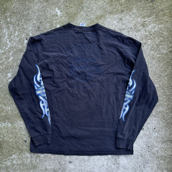 2000s HARLEY DAVIDSON FADED BLUE FLAME LONGSLEEVE TEE